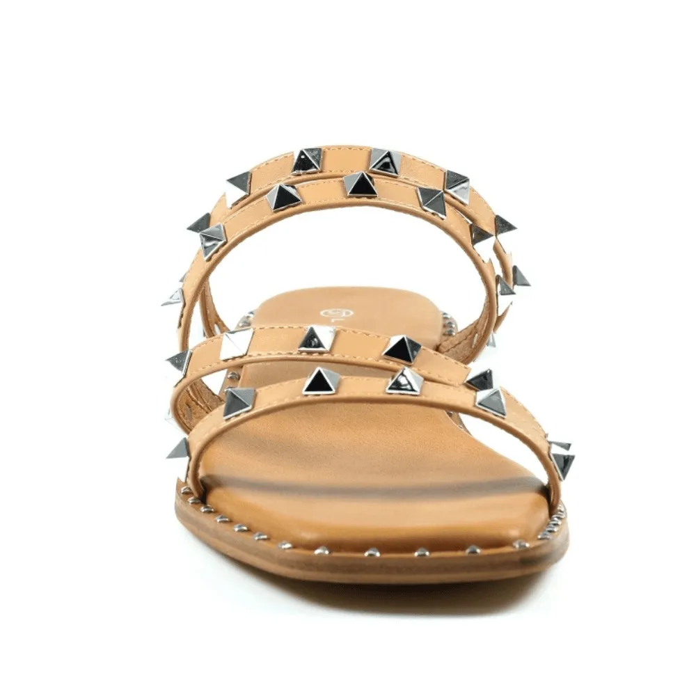 Lunar SYDNEY Tan Stud Flat Sandals