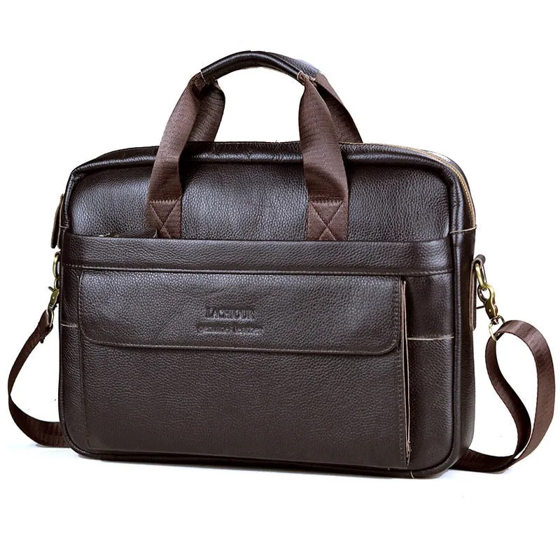 Men's Genuine Leather Handbags Laptop Bag Business Travel Messenger Bag