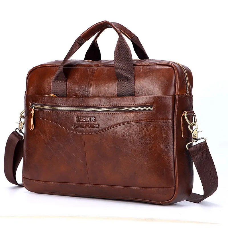 Men's Genuine Leather Handbags Laptop Bag Business Travel Messenger Bag