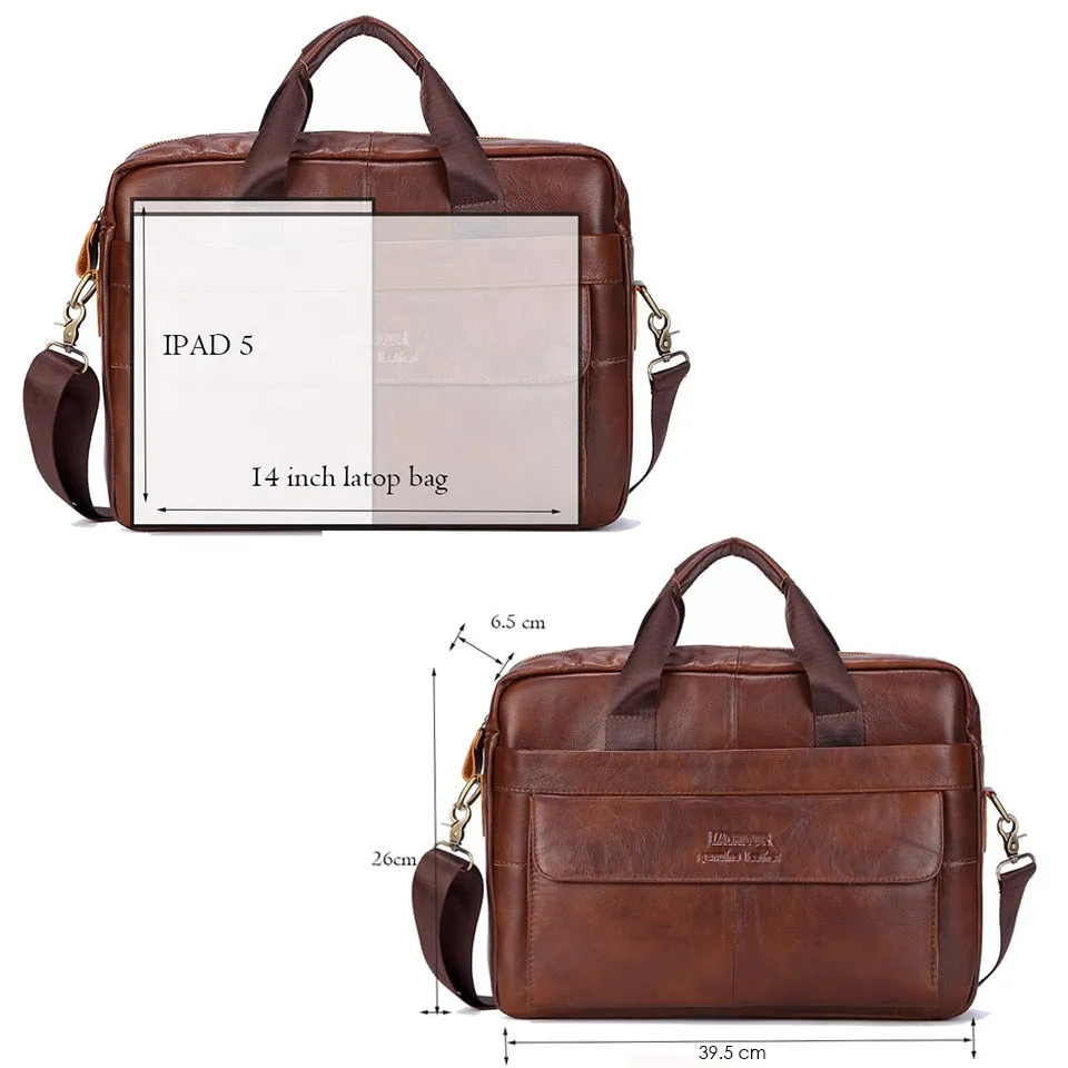 Men's Genuine Leather Handbags Laptop Bag Business Travel Messenger Bag