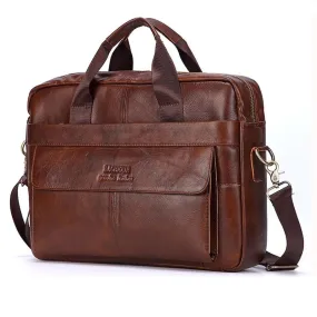 Men's Genuine Leather Handbags Laptop Bag Business Travel Messenger Bag