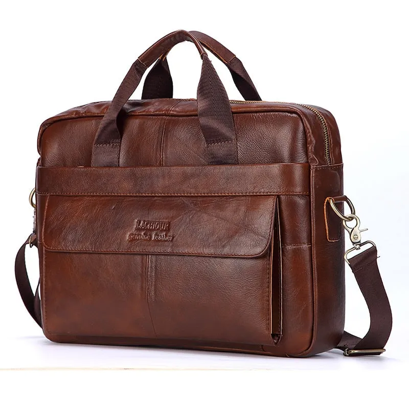 Men's Genuine Leather Handbags Laptop Bag Business Travel Messenger Bag