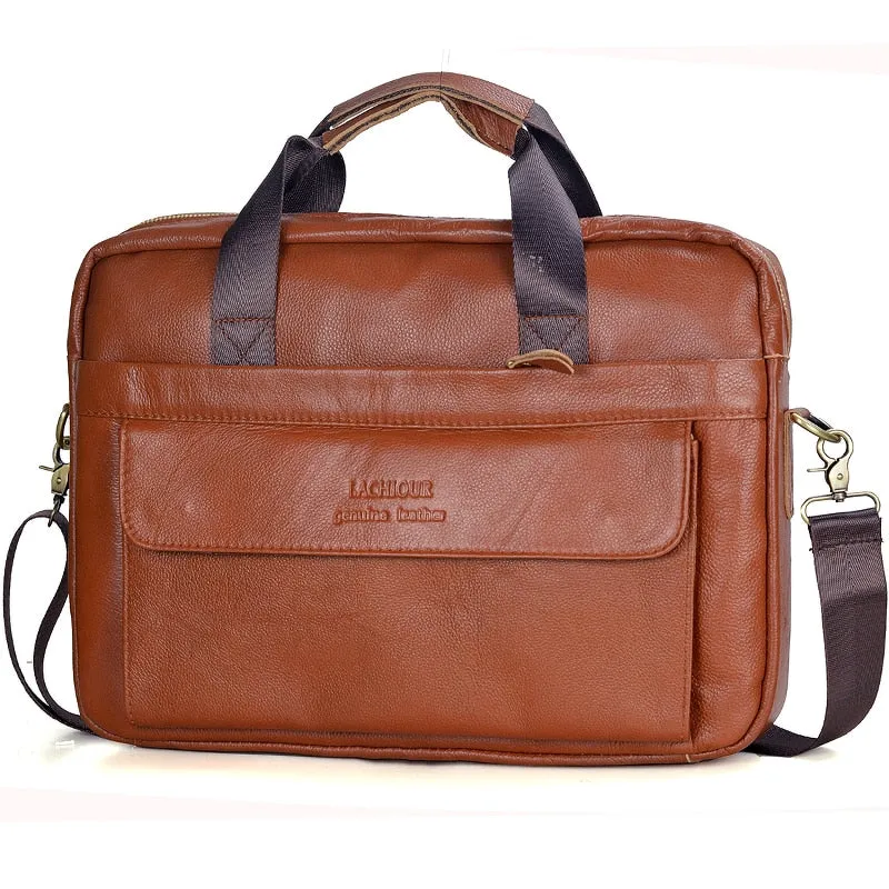 Men's Genuine Leather Handbags Laptop Bag Business Travel Messenger Bag