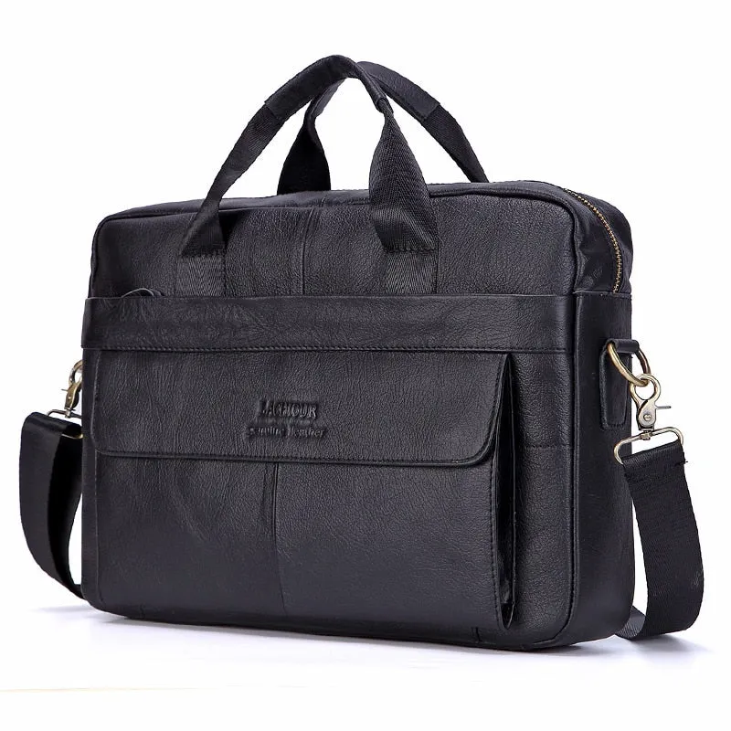 Men's Genuine Leather Handbags Laptop Bag Business Travel Messenger Bag