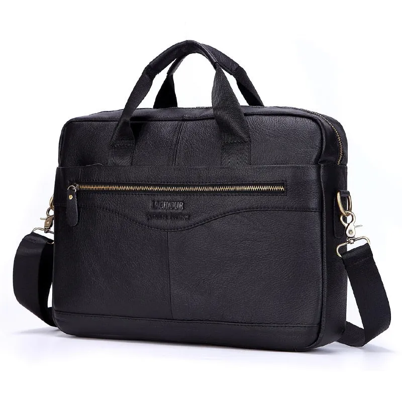 Men's Genuine Leather Handbags Laptop Bag Business Travel Messenger Bag