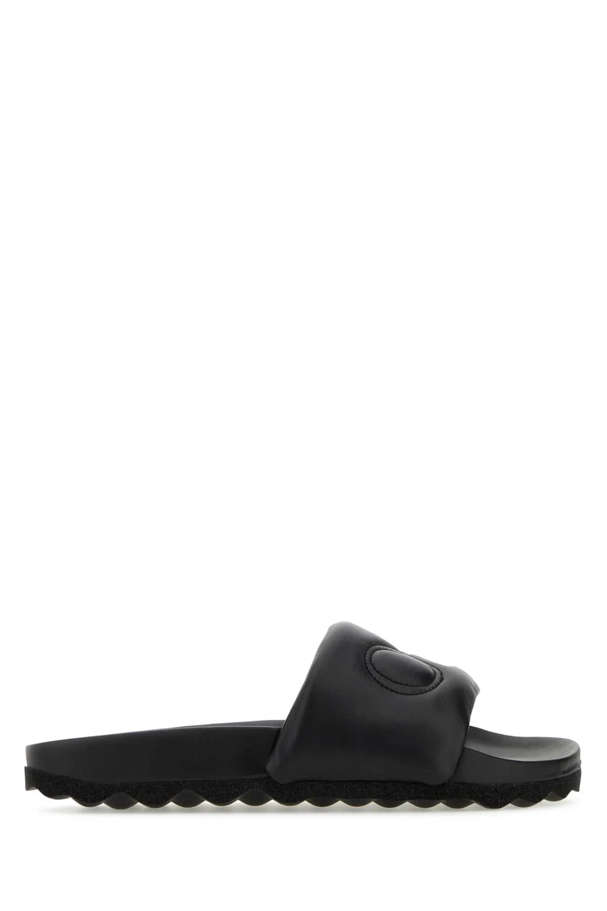 Off White Black Leather Bookish Slippers