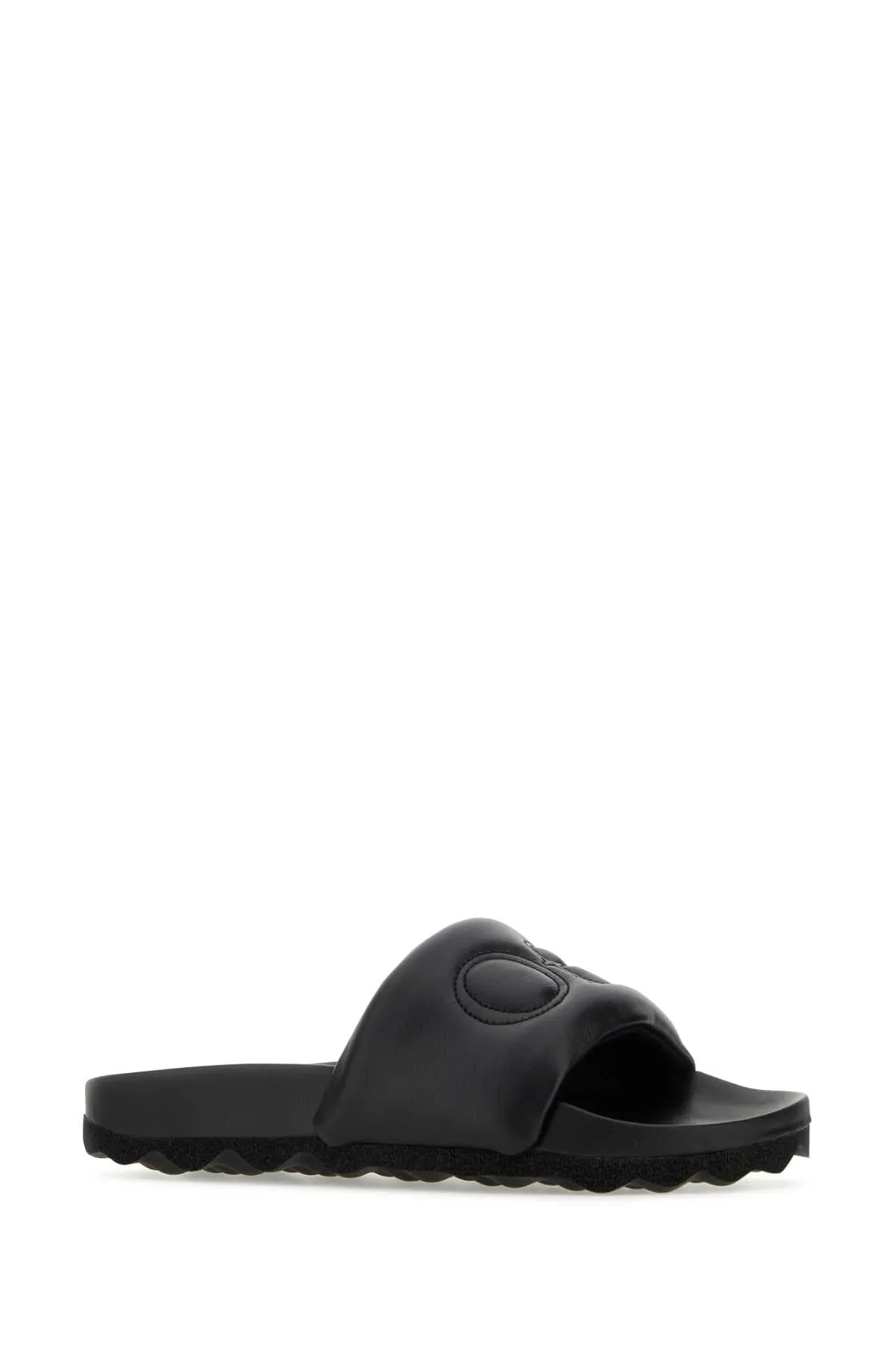 Off White Black Leather Bookish Slippers