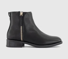 OFFICE Aubrey Zip Detail Flat Ankle Boots Black