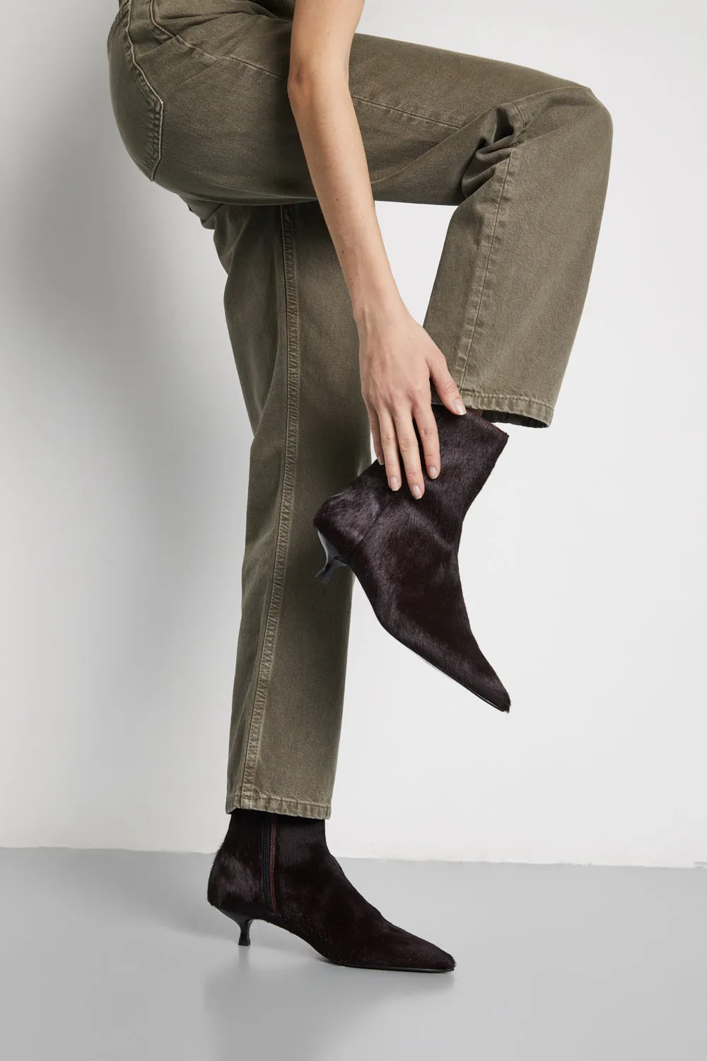 Paula Ankle Boots in Burgundy Calf Hair