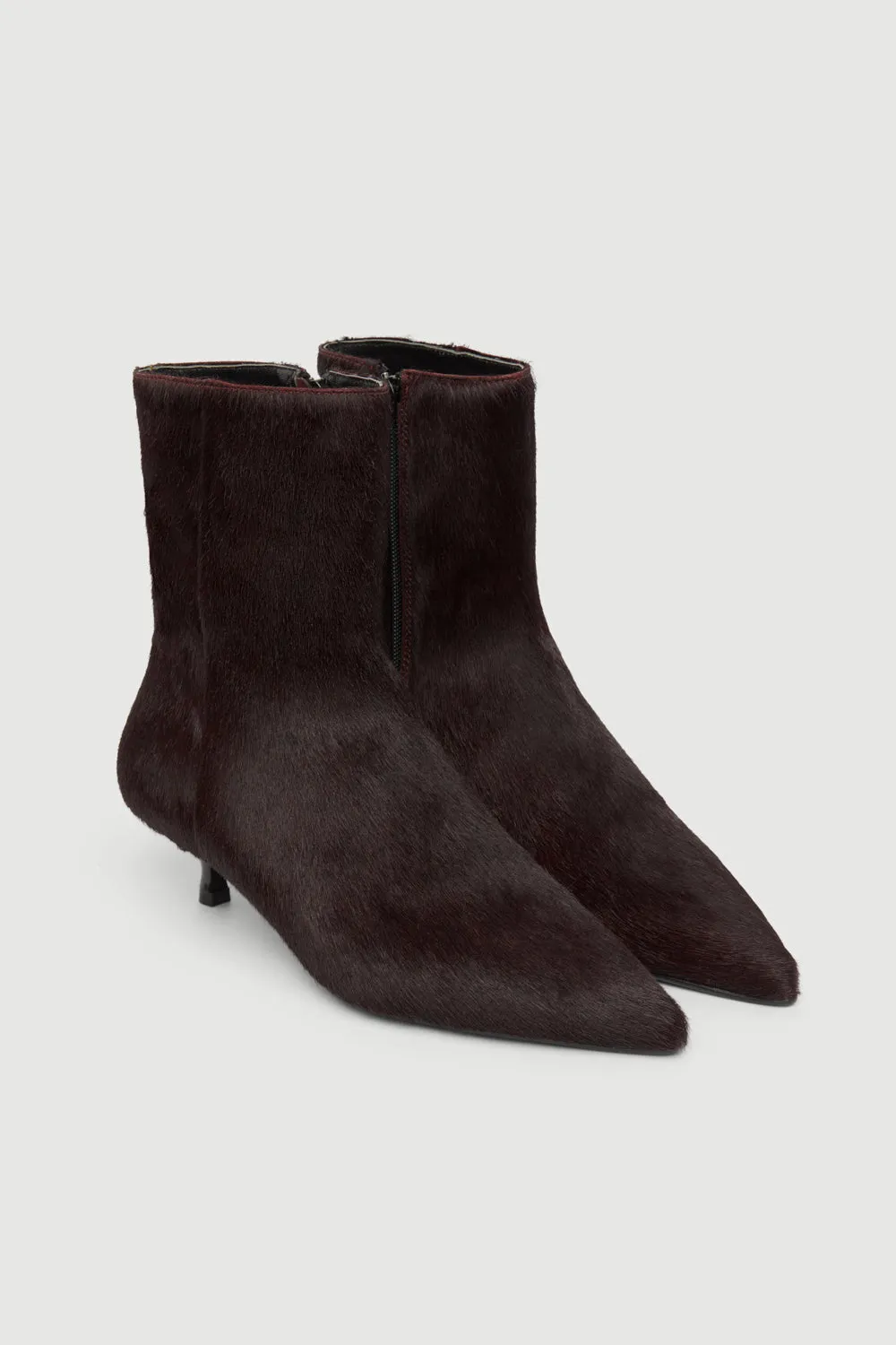 Paula Ankle Boots in Burgundy Calf Hair