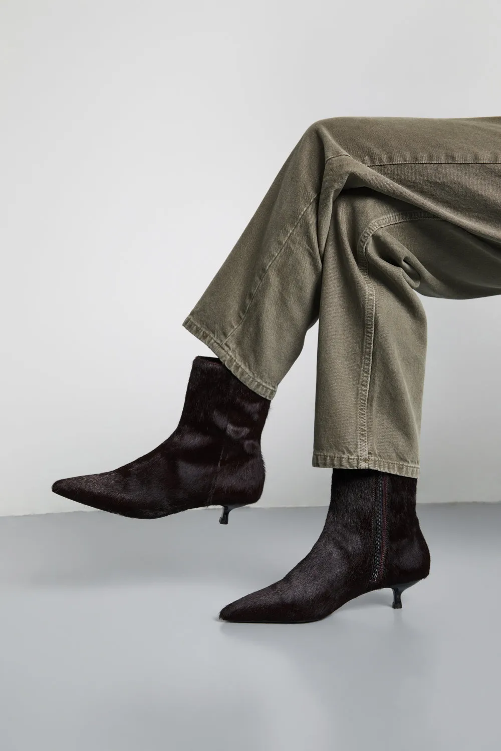 Paula Ankle Boots in Burgundy Calf Hair