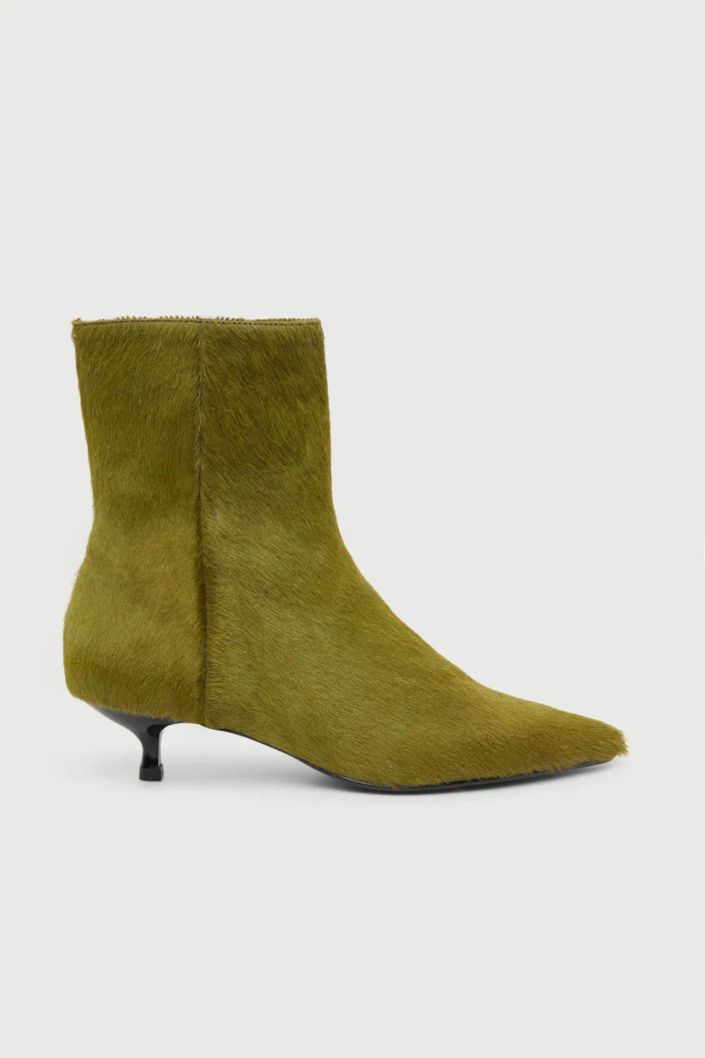 Paula Ankle Boots in Olive Calf Hair