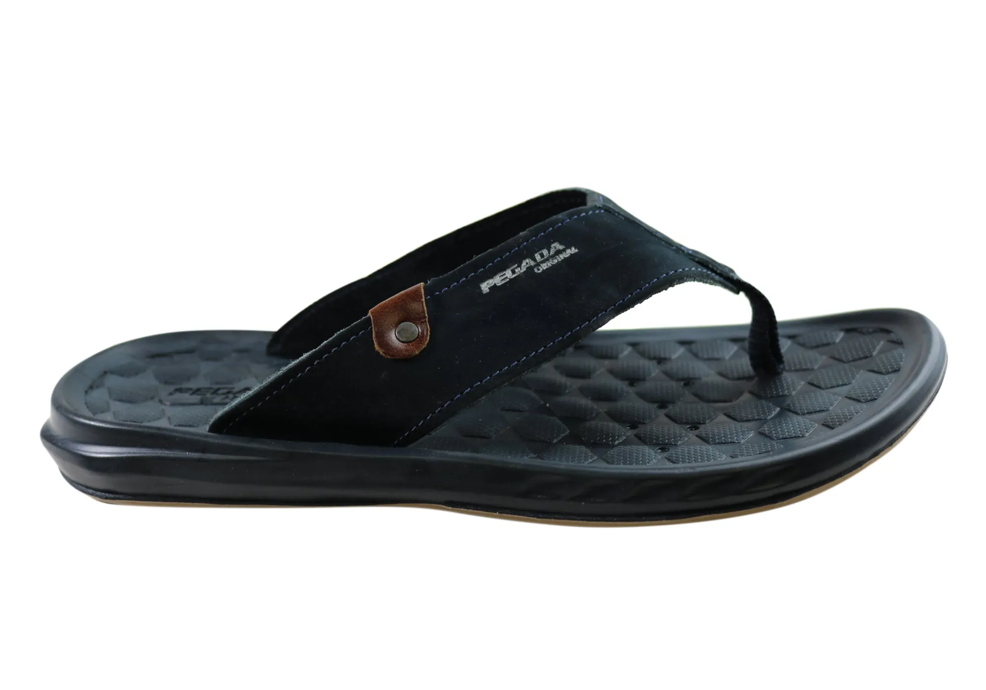 Pegada York Mens Leather Comfortable Thongs Sandals Made In Brazil