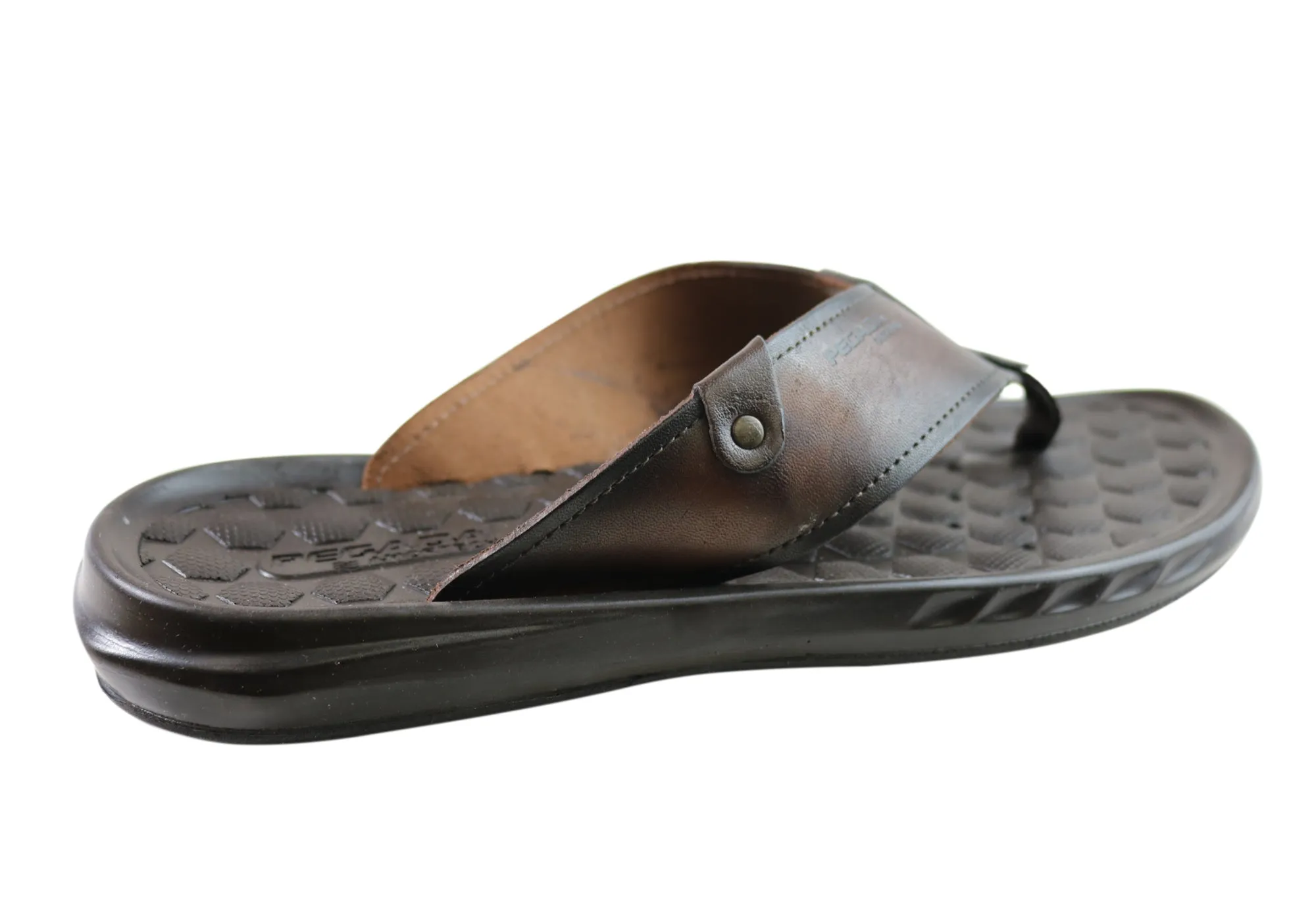 Pegada York Mens Leather Comfortable Thongs Sandals Made In Brazil