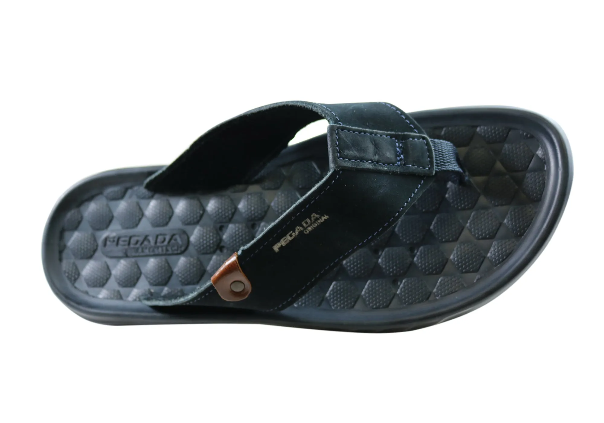 Pegada York Mens Leather Comfortable Thongs Sandals Made In Brazil