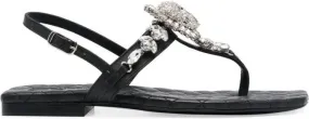 Philipp Plein crystal-skull leather sandals Black