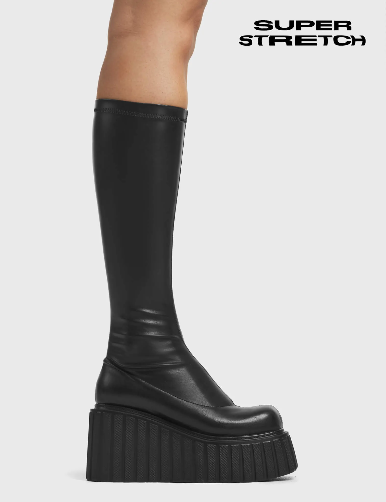 Pillow Talk Super Stretch Chunky Creeper Platform Knee High Boots