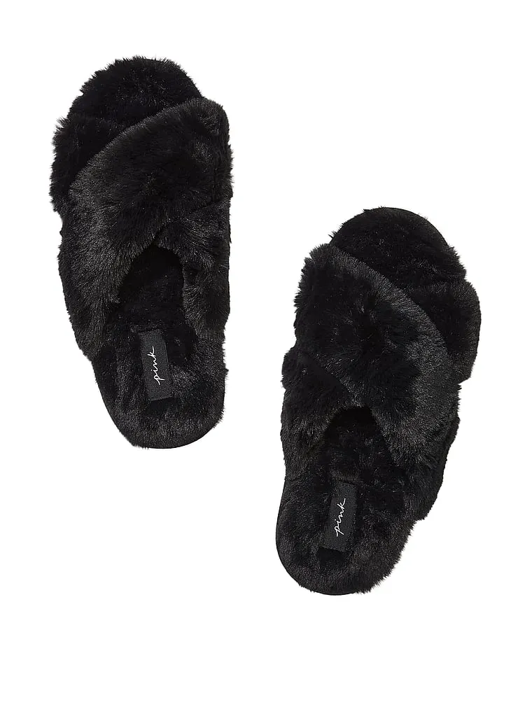 PINK Faux Fur Slippers