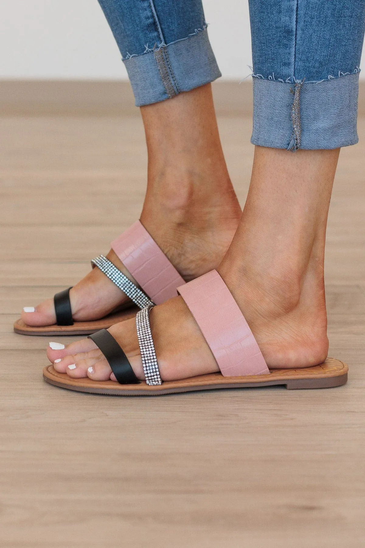 Qupid Athena Sandals- Blush