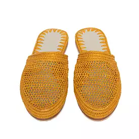 Raffia Slippers Babouche in Mango