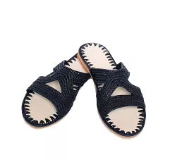 Raffia Slippers Habeeba in Black