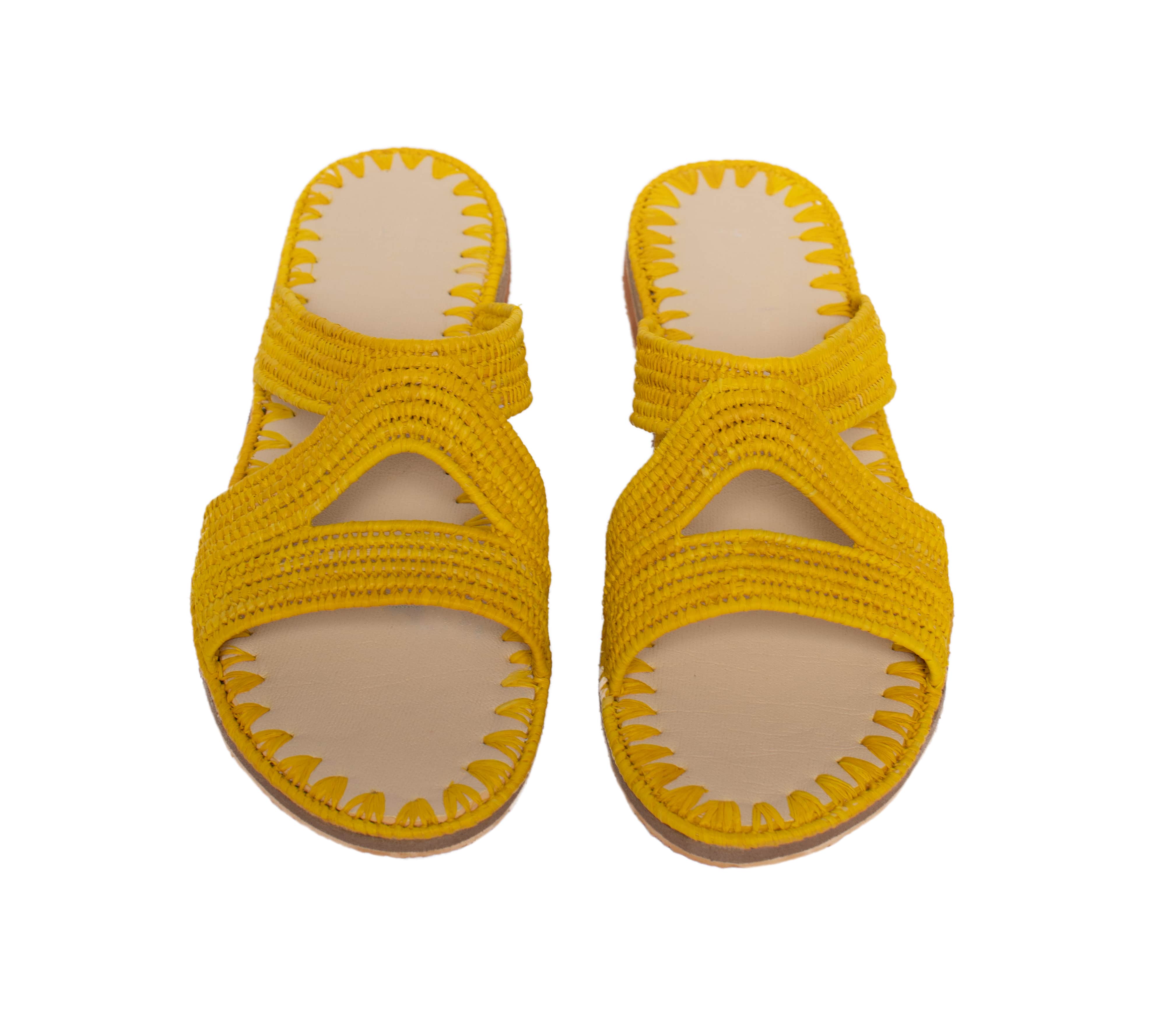 Raffia Slippers Habeeba in Yellow