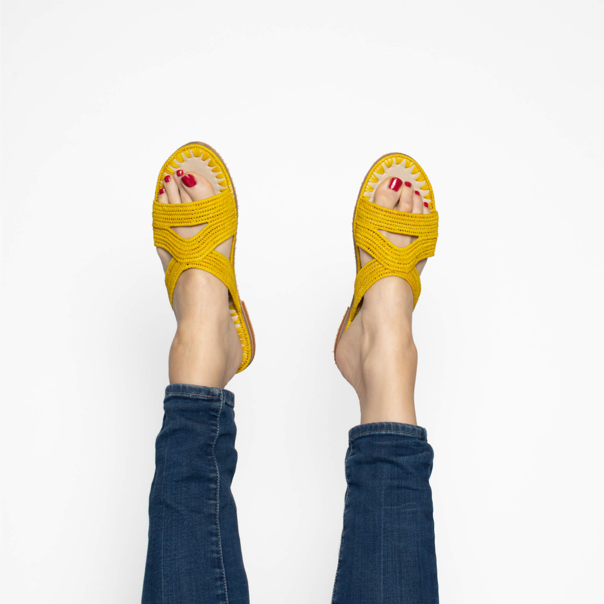 Raffia Slippers Habeeba in Yellow