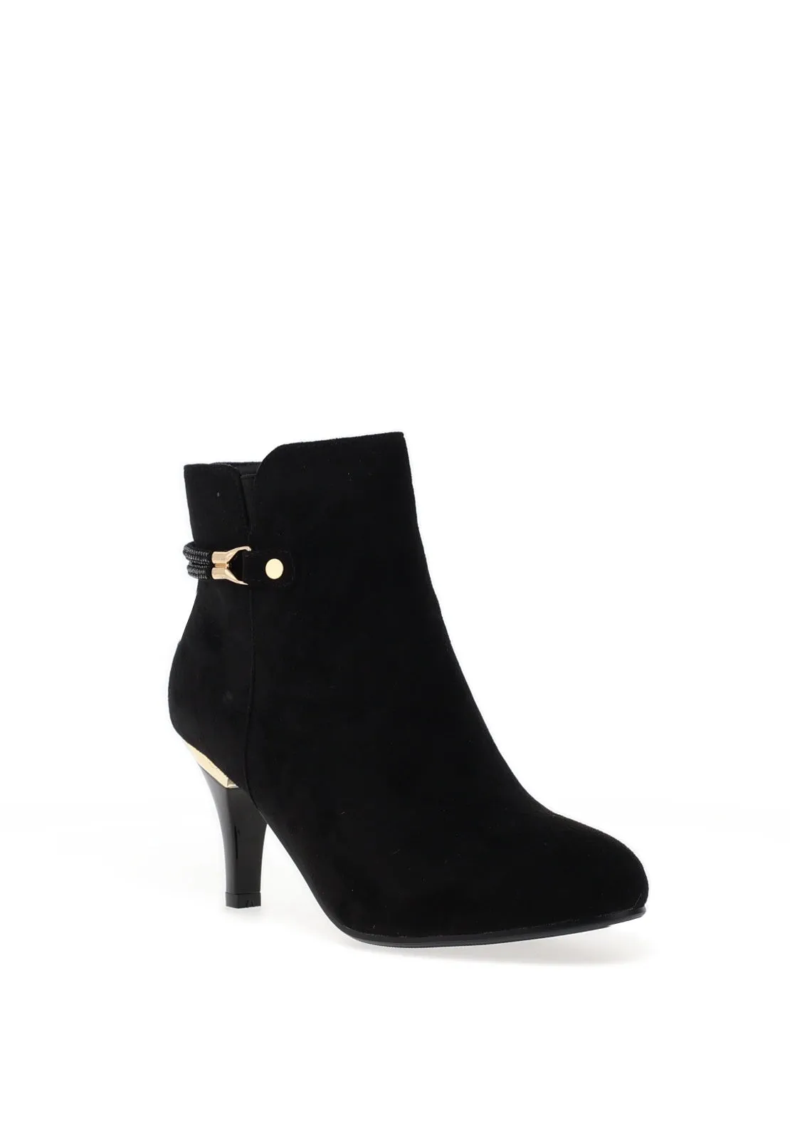 Redz Embellished Heeled Ankle Boots, Black