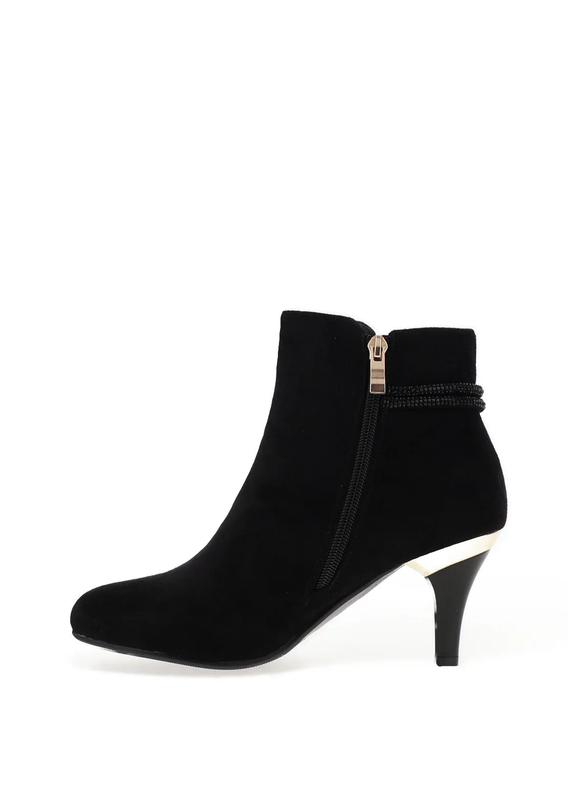 Redz Embellished Heeled Ankle Boots, Black