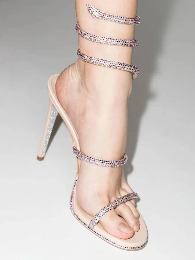 René Caovilla crystal-embellished strap-detail sandals Pink