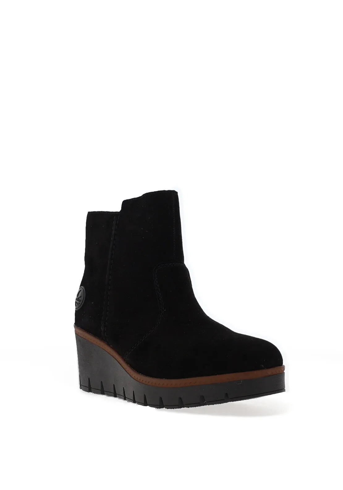 Rieker Wedge Heel Fleece Lined Ankle Boots, Black