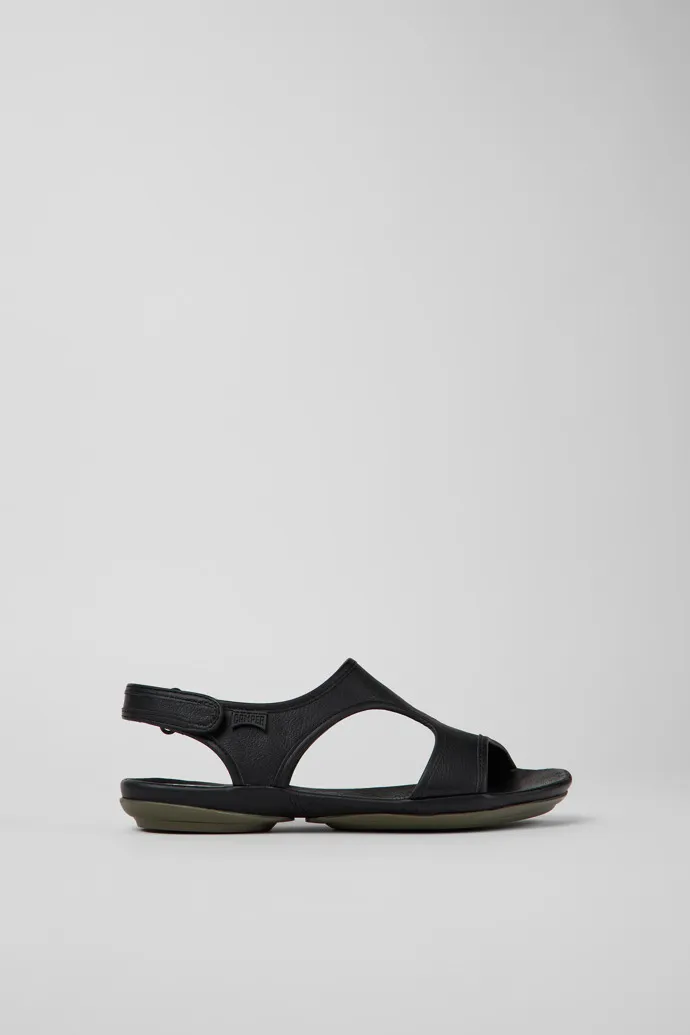 Right Black leather sandals for women