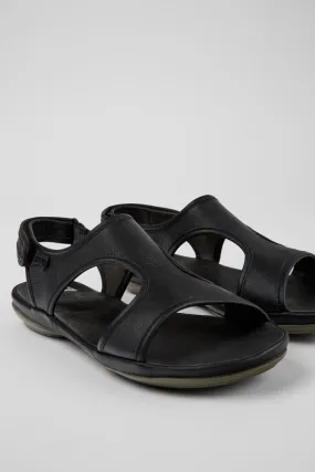 Right Black leather sandals for women