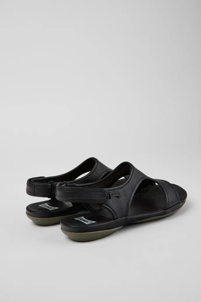 Right Black leather sandals for women