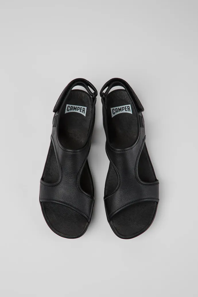 Right Black leather sandals for women