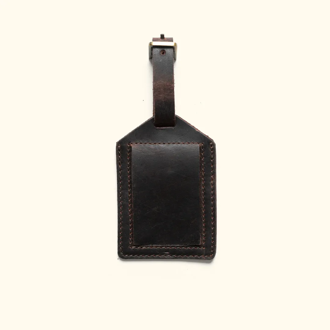 Roosevelt Leather Luggage Tag | Dark Oak