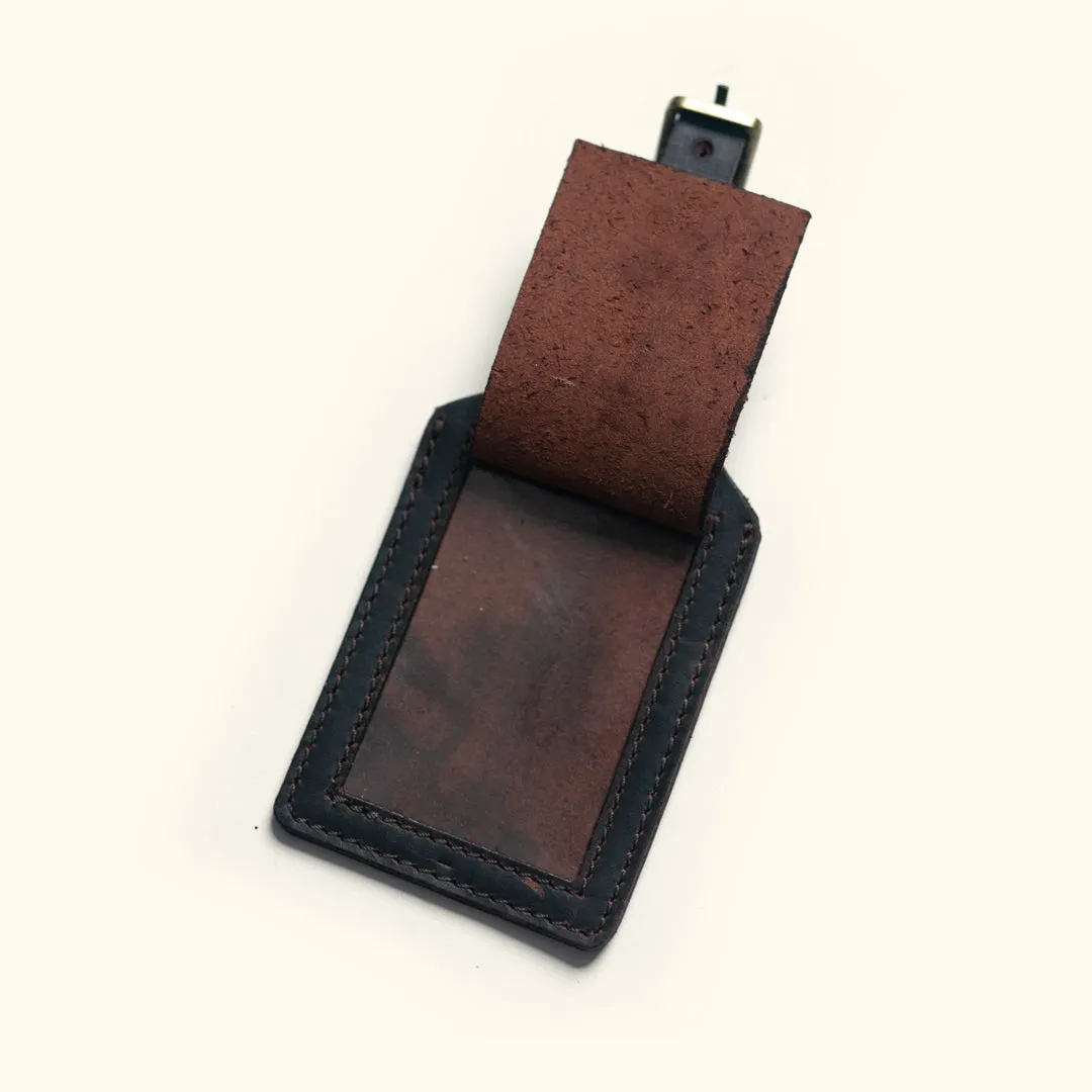 Roosevelt Leather Luggage Tag | Dark Oak