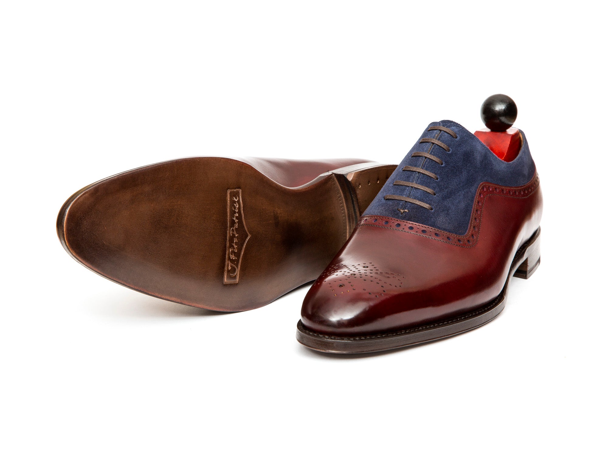 Roosevelt - MTO - Burgundy Calf / Dark Blue Suede - NGT Last - Single Leather Sole