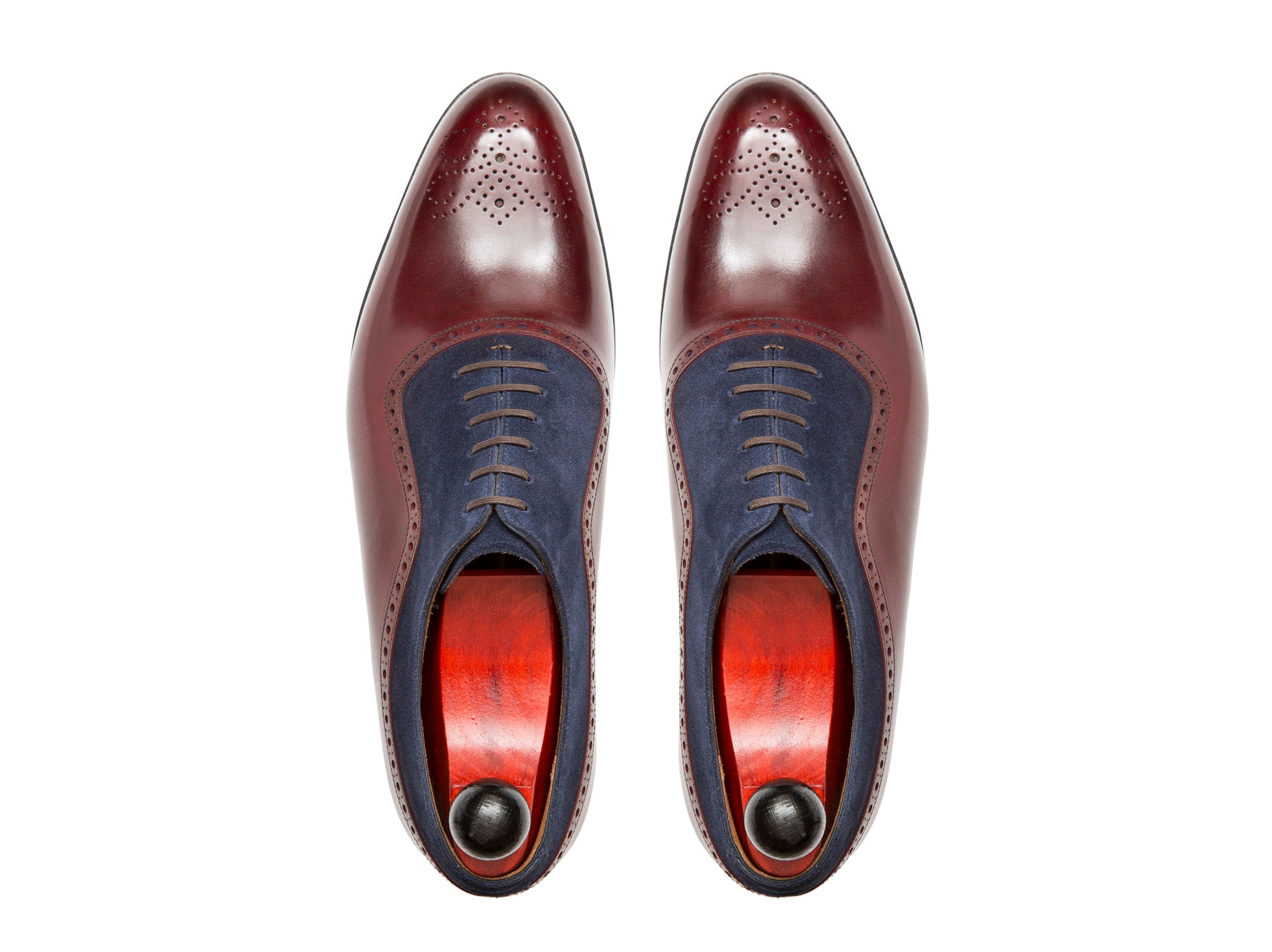 Roosevelt - MTO - Burgundy Calf / Dark Blue Suede - NGT Last - Single Leather Sole