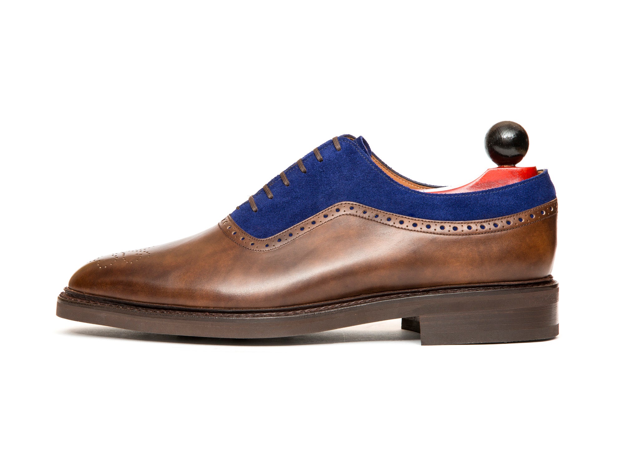 Roosevelt - MTO - Copper Museum Calf / Vivid Blue Suede - TMG Last - Country Rubber Sole