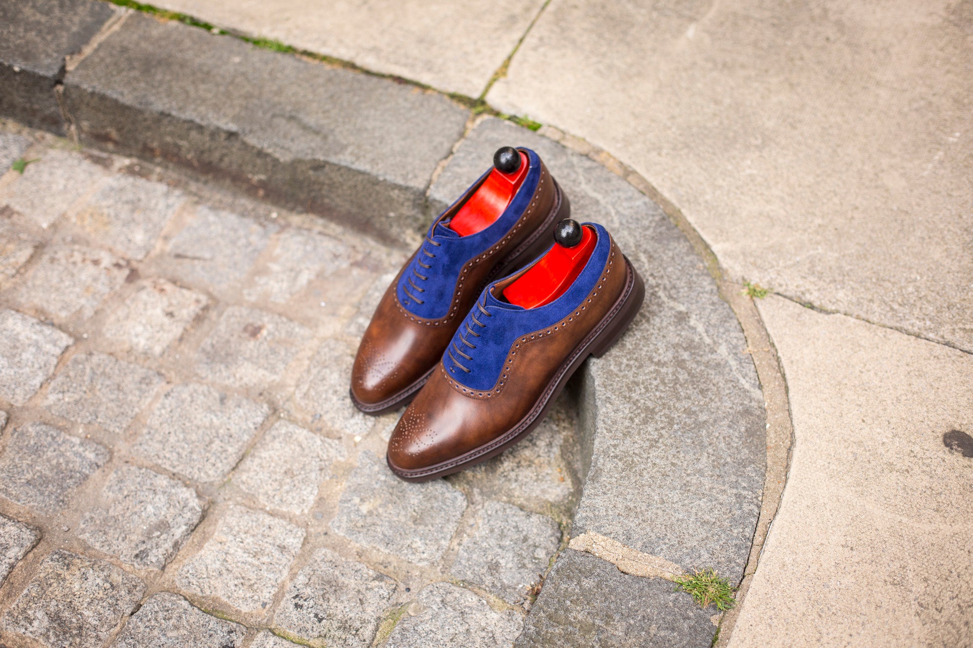 Roosevelt - MTO - Copper Museum Calf / Vivid Blue Suede - TMG Last - Country Rubber Sole