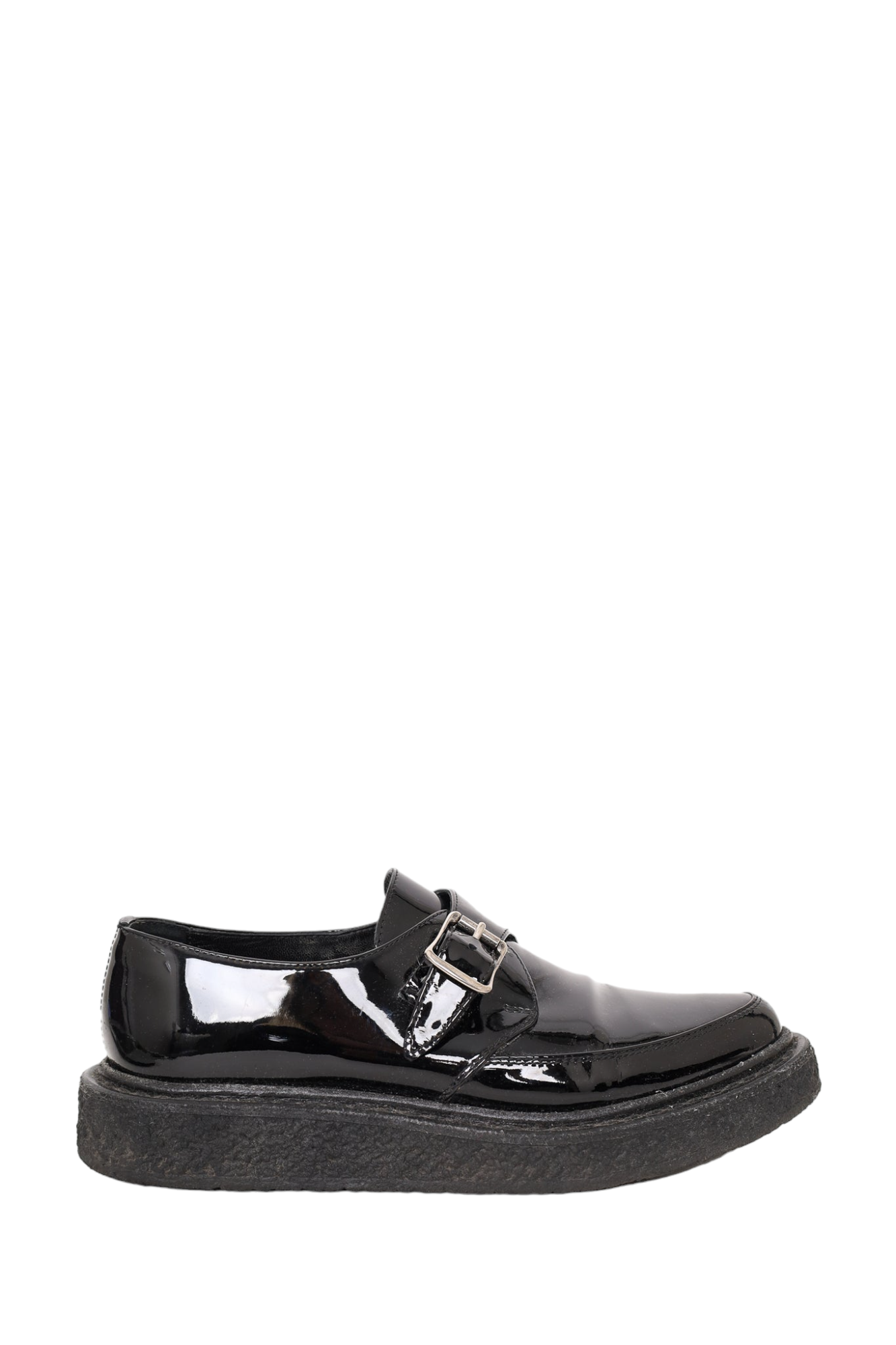 Saint Laurent Black Patent Monk Strap Loafers Size 36