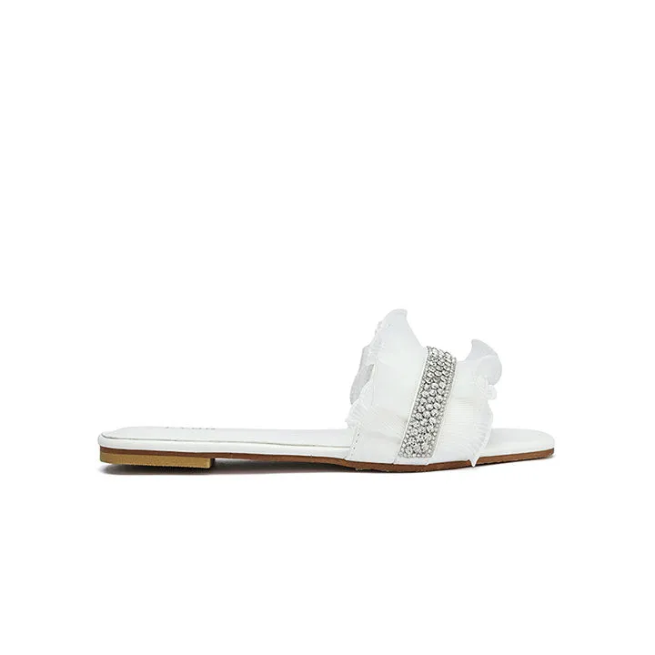 Satin Diamante Strap Slide Sandal MY 317