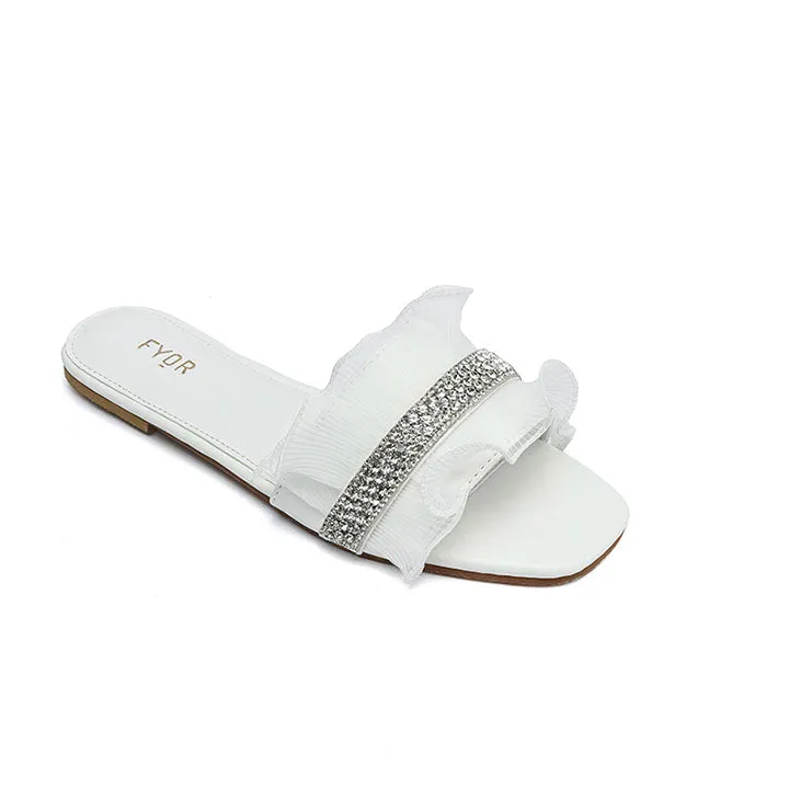 Satin Diamante Strap Slide Sandal MY 317