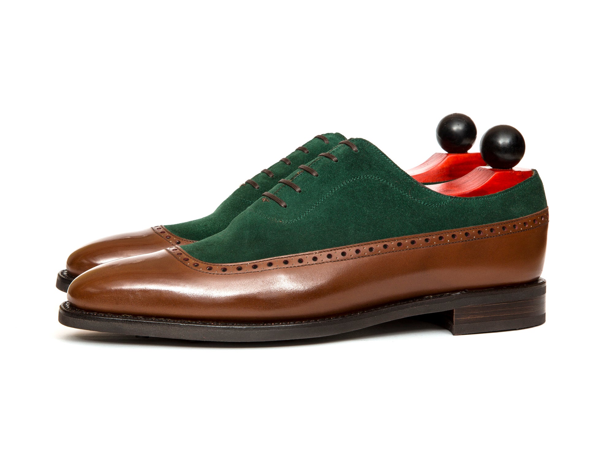 Sebastien - MTO - Caramel Calf / Bottle Green Suede - LPB Last - Country Rubber Sole