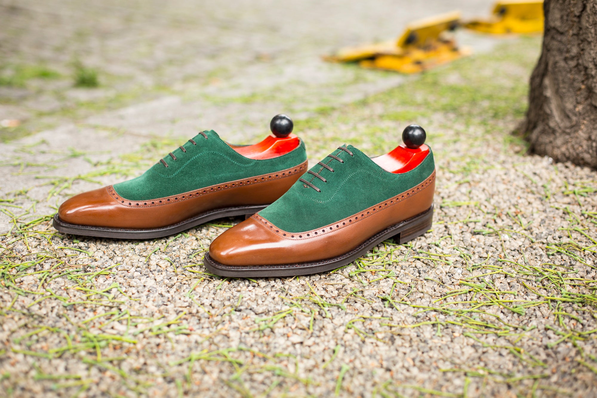 Sebastien - MTO - Caramel Calf / Bottle Green Suede - LPB Last - Country Rubber Sole