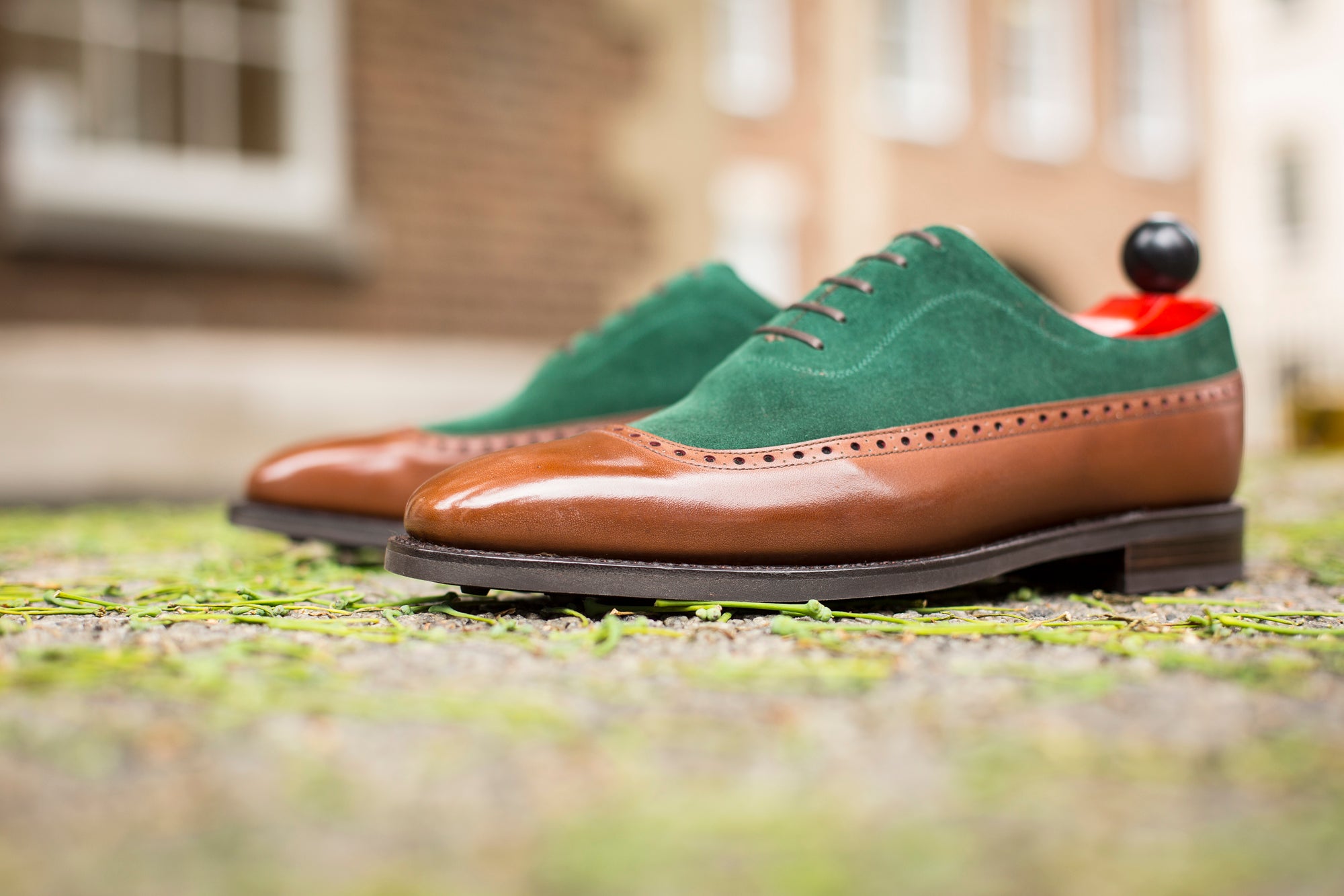 Sebastien - MTO - Caramel Calf / Bottle Green Suede - LPB Last - Country Rubber Sole