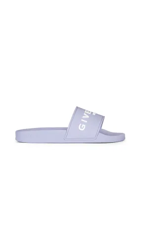 Slide Flat Sandals in Rubber - Lavender