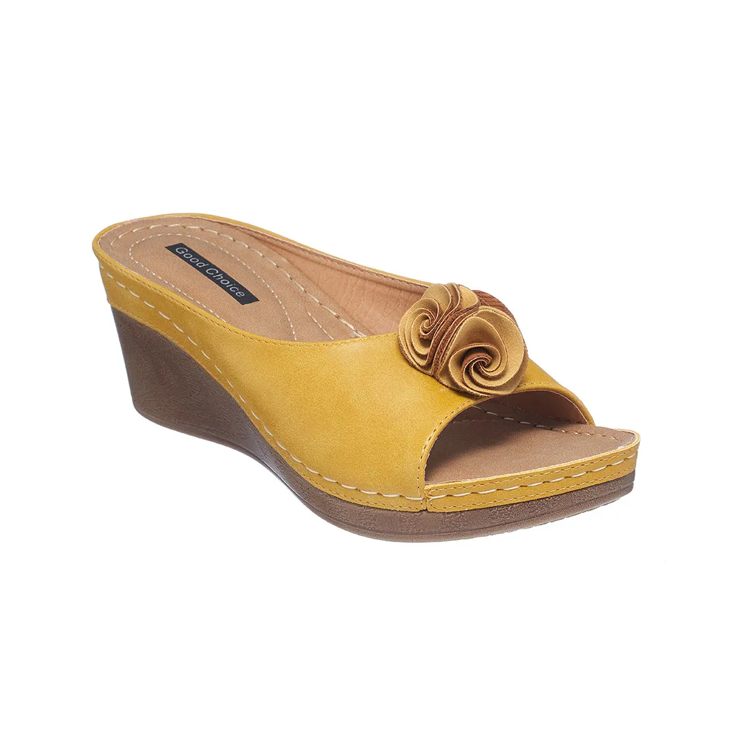 Sydney Yellow Wedge Sandals