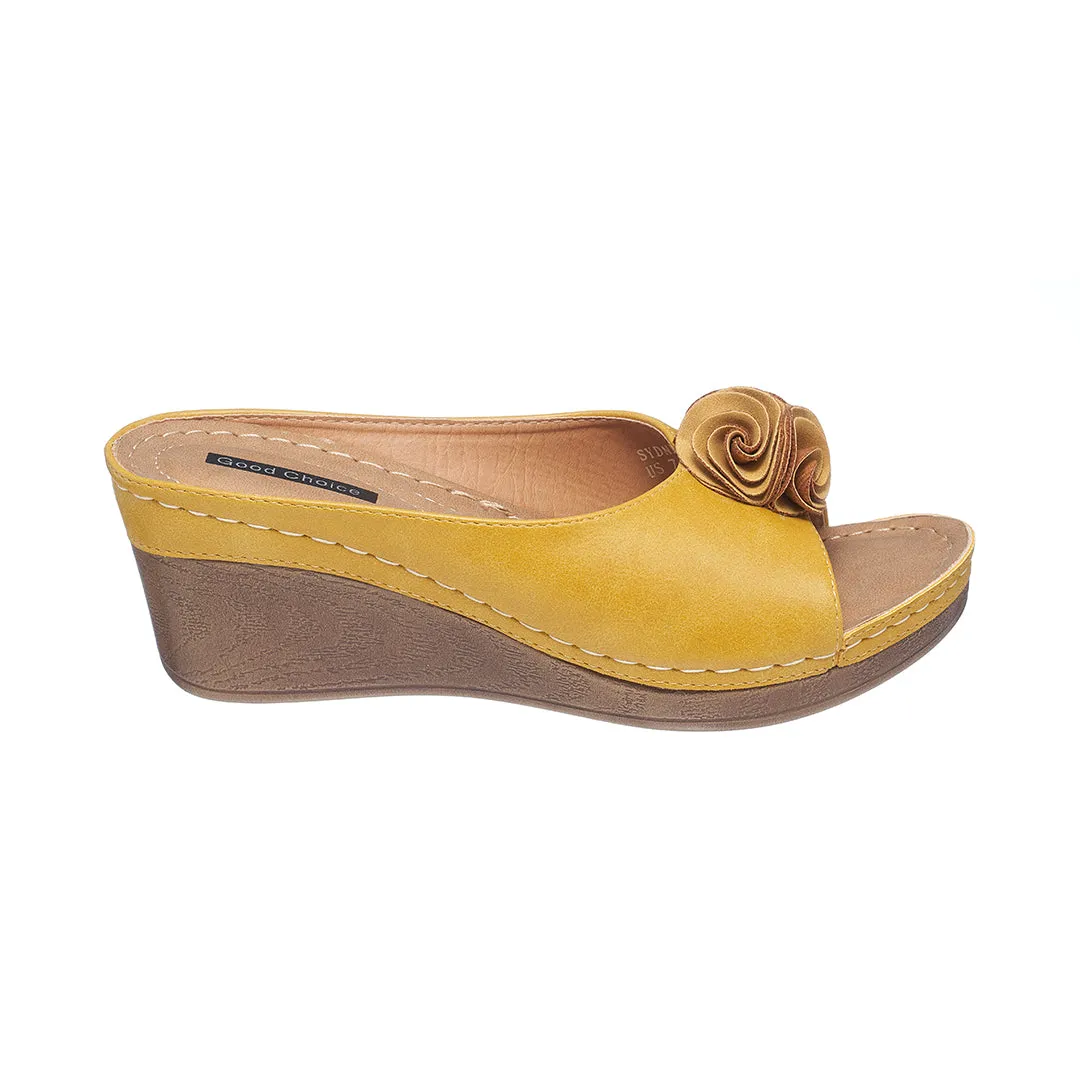 Sydney Yellow Wedge Sandals